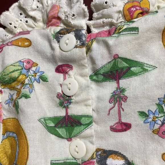 ALLISON ANN Vintage Baby Jumper One Piece Eyelet Cat Garden Print - Picture 5 of 10